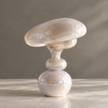 MARVOLM mushroom-cap vase in window light on marble steps — Sculpted by Fluidity, organic form timeless presence, inspired by the fluidity of dreams