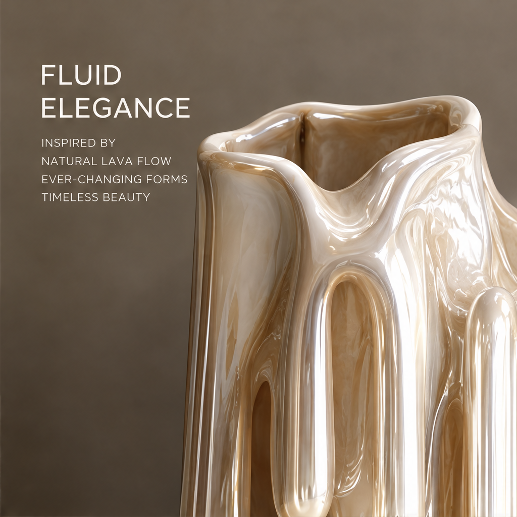 MARVOLM multi-loop vase rim and molten opening overhead detail — Fluid Elegance, inspired by natural lava flow, ever-changing forms, timeless beauty