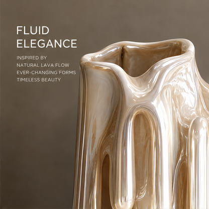 MARVOLM multi-loop vase rim and molten opening overhead detail — Fluid Elegance, inspired by natural lava flow, ever-changing forms, timeless beauty