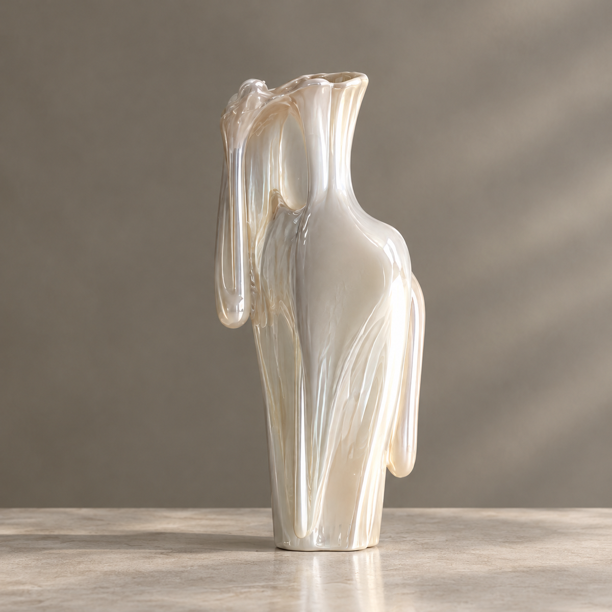 MARVOLM tall torso vase rim and shoulder drape detail close-up — Fluid Form Timeless Art, each curve captures a moment in flow, a sculptural piece that transforms any space