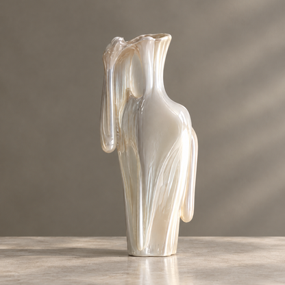 MARVOLM tall torso vase rim and shoulder drape detail close-up — Fluid Form Timeless Art, each curve captures a moment in flow, a sculptural piece that transforms any space