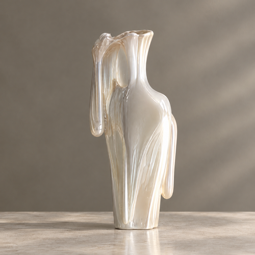 MARVOLM tall torso vase rim and shoulder drape detail close-up — Fluid Form Timeless Art, each curve captures a moment in flow, a sculptural piece that transforms any space