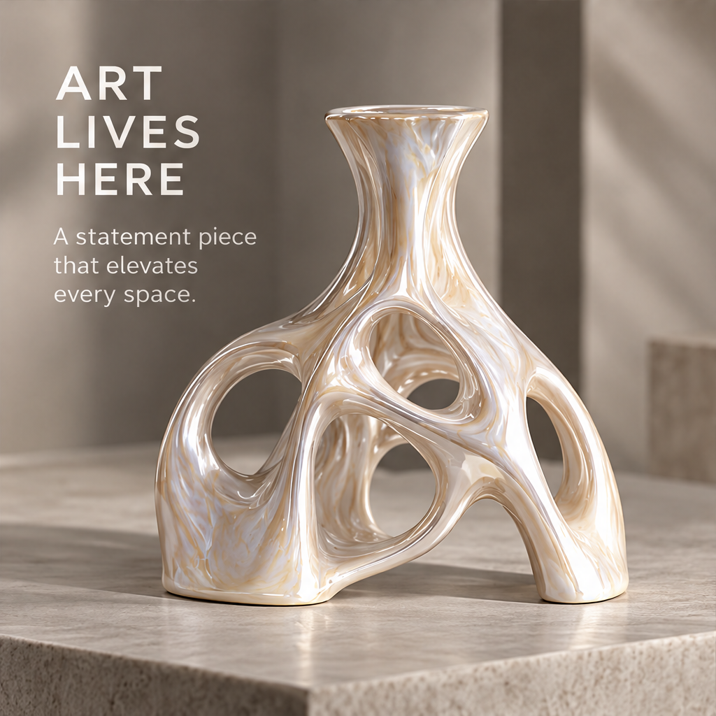MARVOLM tripod vase in interior setting — Art Lives Here, a statement piece that elevates every space