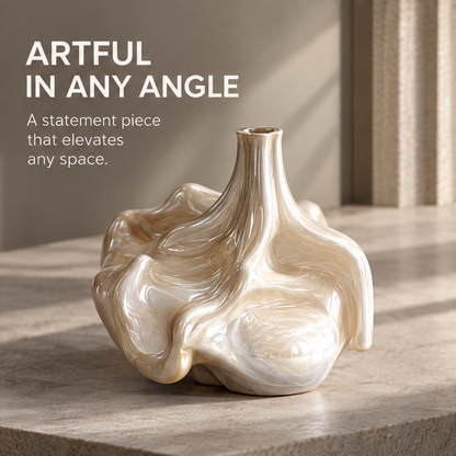 MARVOLM wide-cloud vase overhead angle on stone step in columned interior — Artful in Any Angle, a statement piece that elevates any space