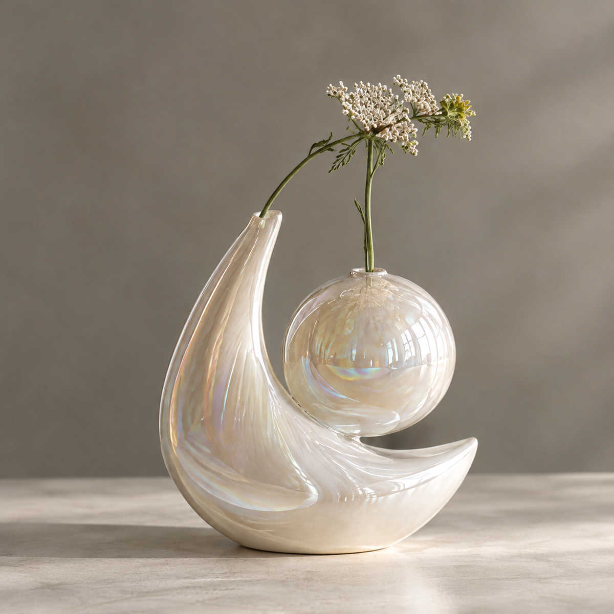 MARVOLM crescent moon vase in directional side light — Beauty from Every Angle, a sculptural piece that elevates any space