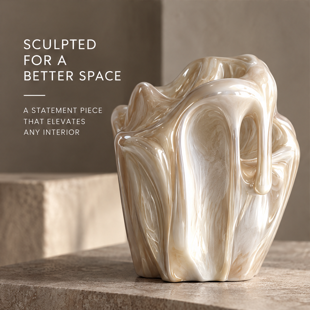 MARVOLM lava vase on stone steps in warm directional light — Sculpted for a Better Space, a statement piece that elevates any interior