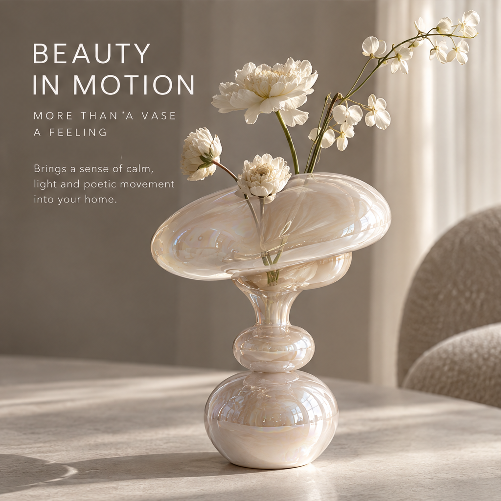 MARVOLM mushroom-cap vase surface close-up — Refined in Every Detail, premium craftsmanship lasting beauty, meticulously crafted with a luminous finish
