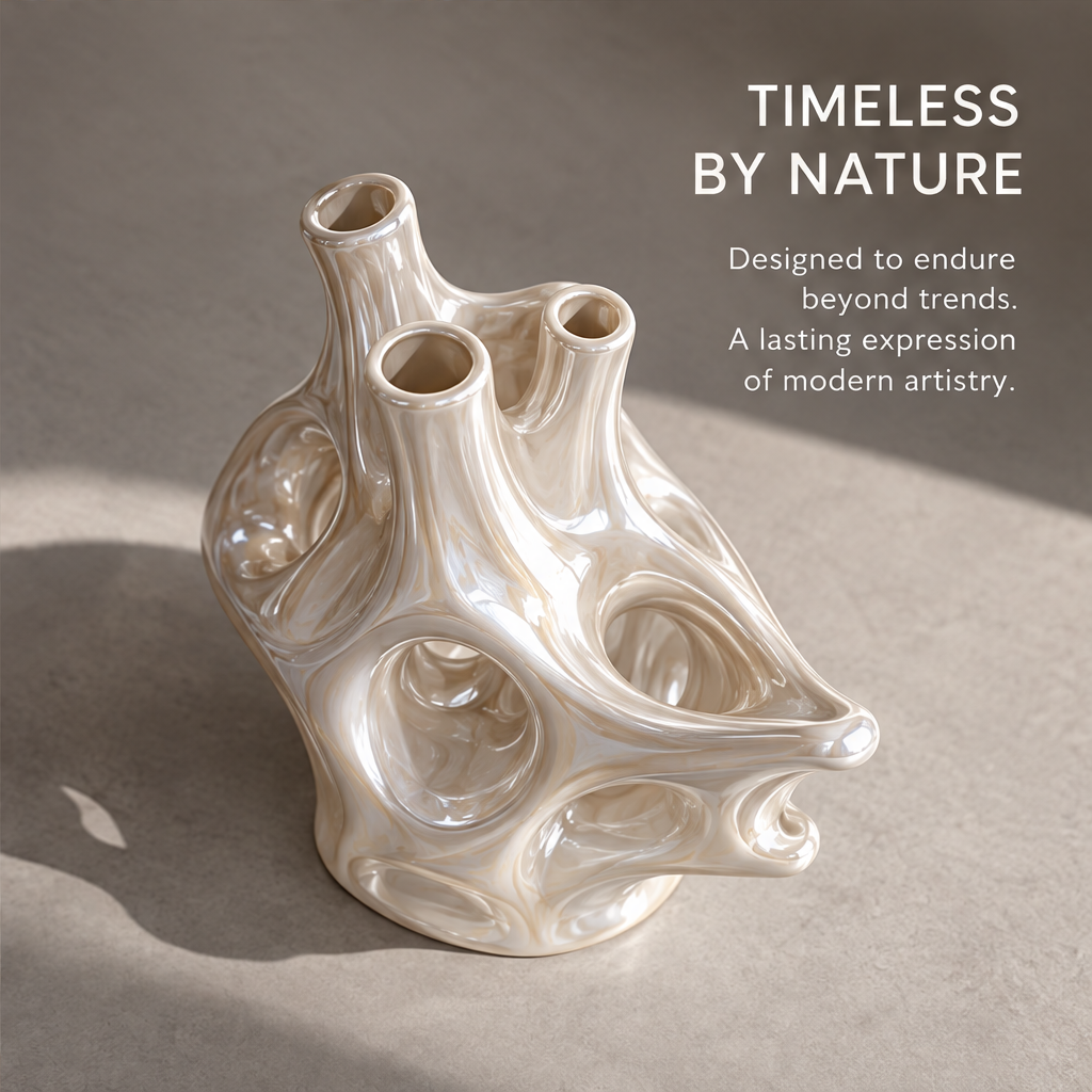 MARVOLM sculptural vase macro detail — Organic Sophistication, fluid lines inspired by natural growth