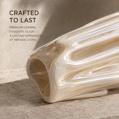 MARVOLM column vase base corner close-up on stone surface — Crafted to Last, premium ceramic, exquisite glaze, a lasting expression of refined living