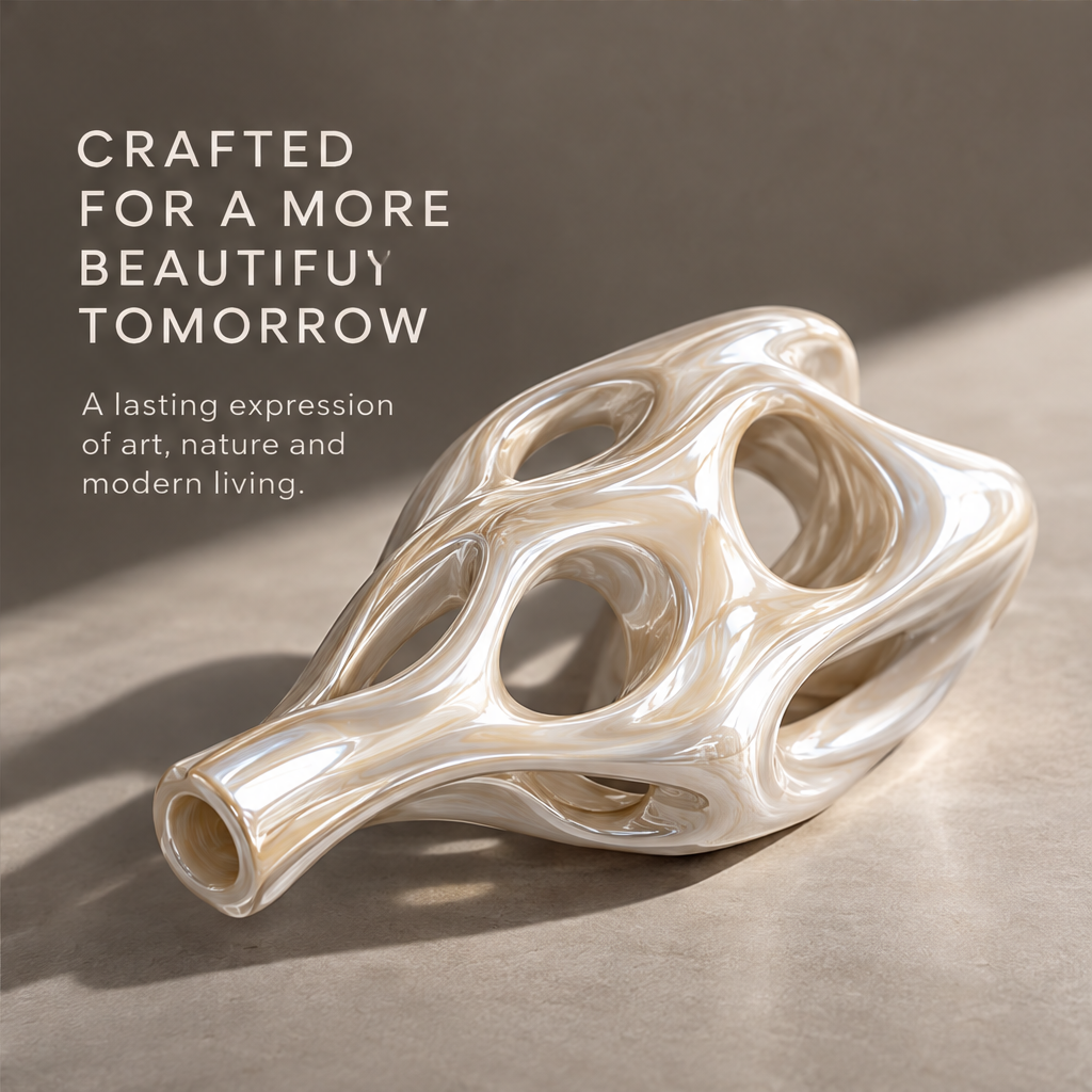 MARVOLM sculptural vase overhead angle — Crafted for a More Beautiful Tomorrow, a lasting expression of art, nature and modern living